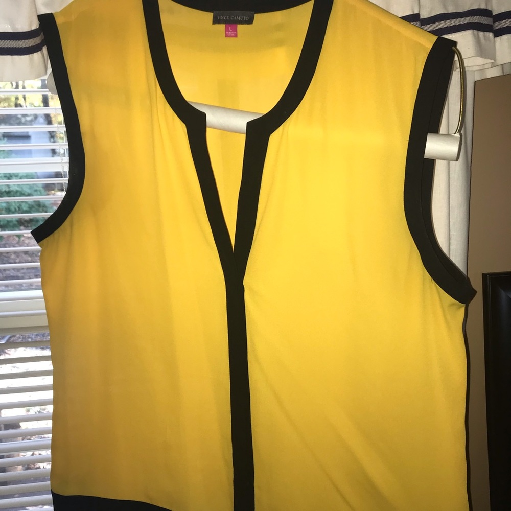 Yellow and black tank top.